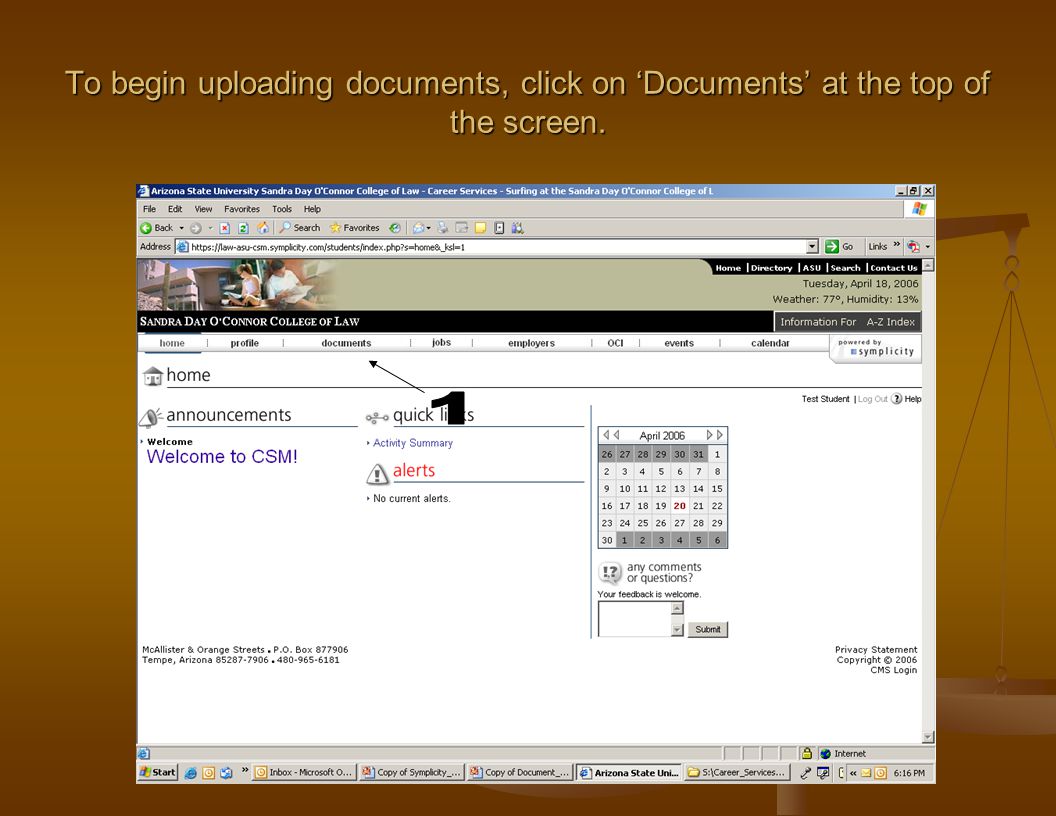 To begin uploading documents, click on ‘Documents’ at the top of the screen.