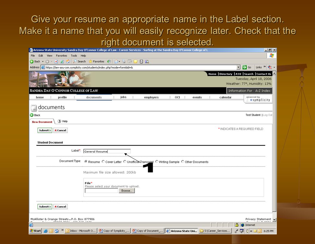 Give your resume an appropriate name in the Label section.