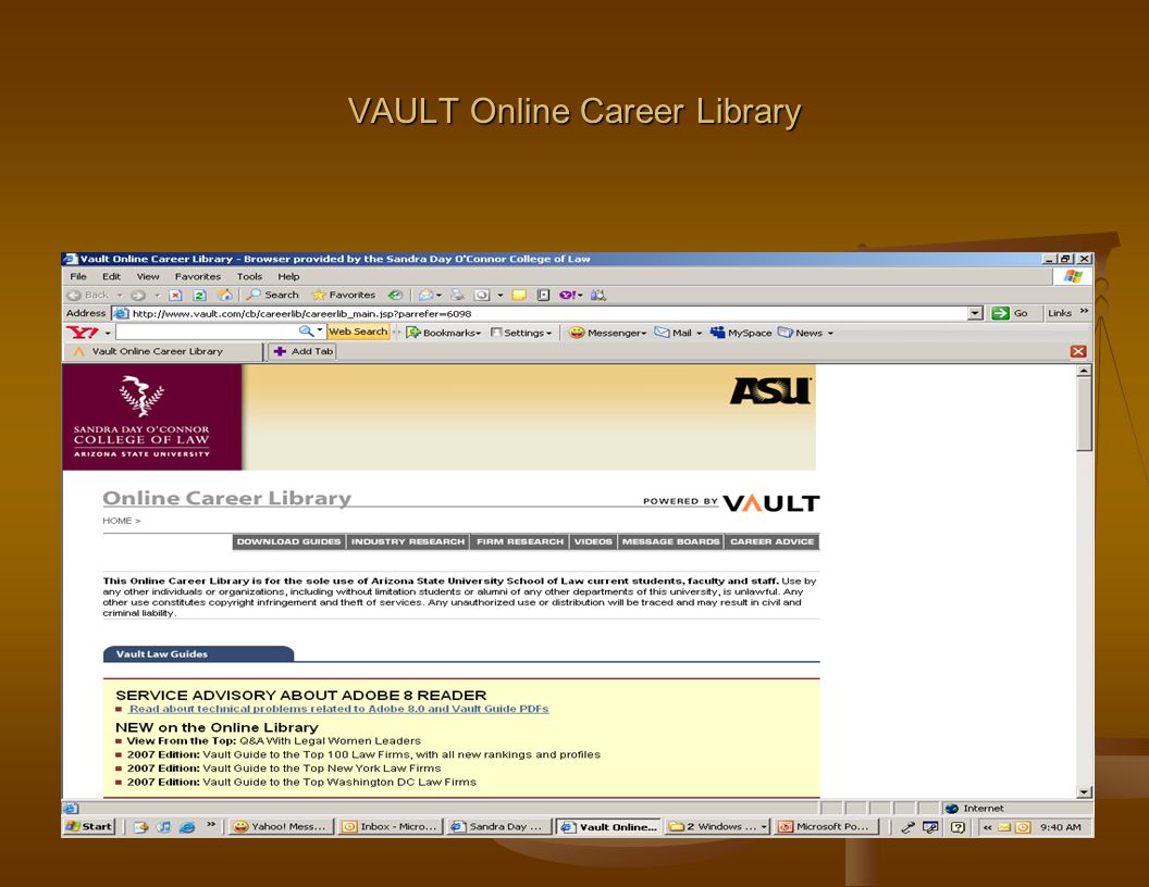 VAULT Online Career Library