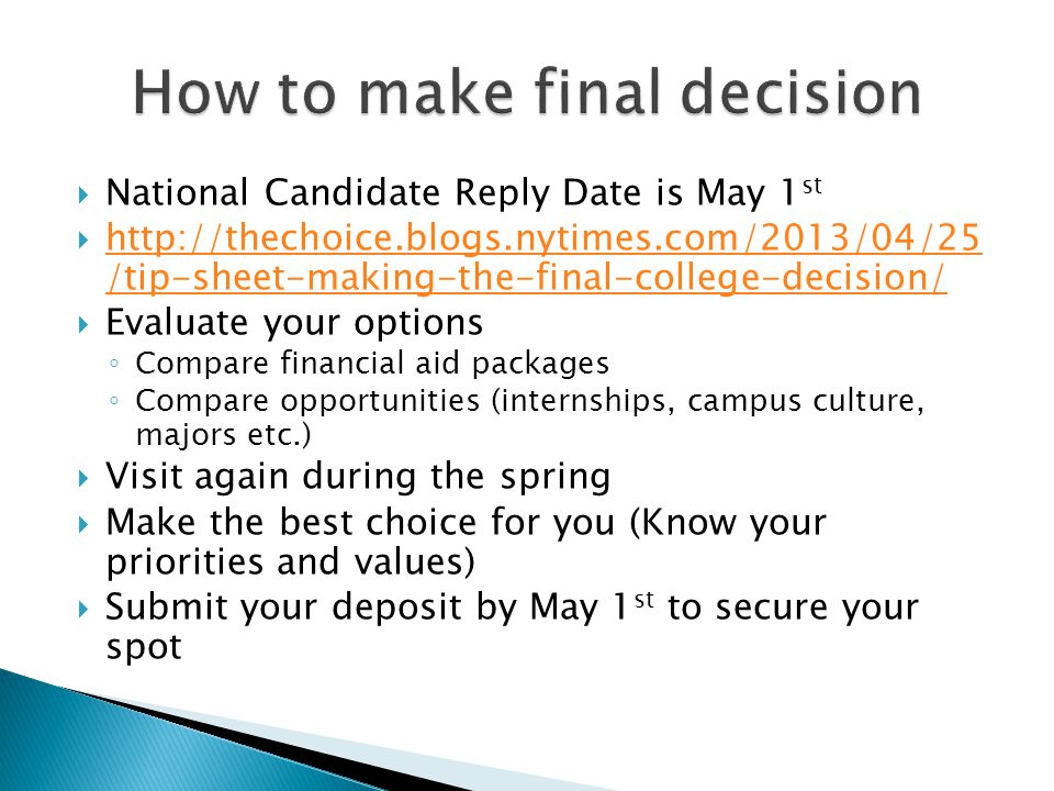 College final decision date