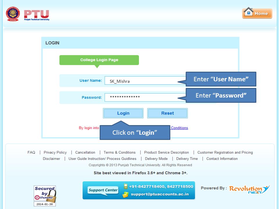 Enter User Name Enter Password Click on Login SK_Mishra *************