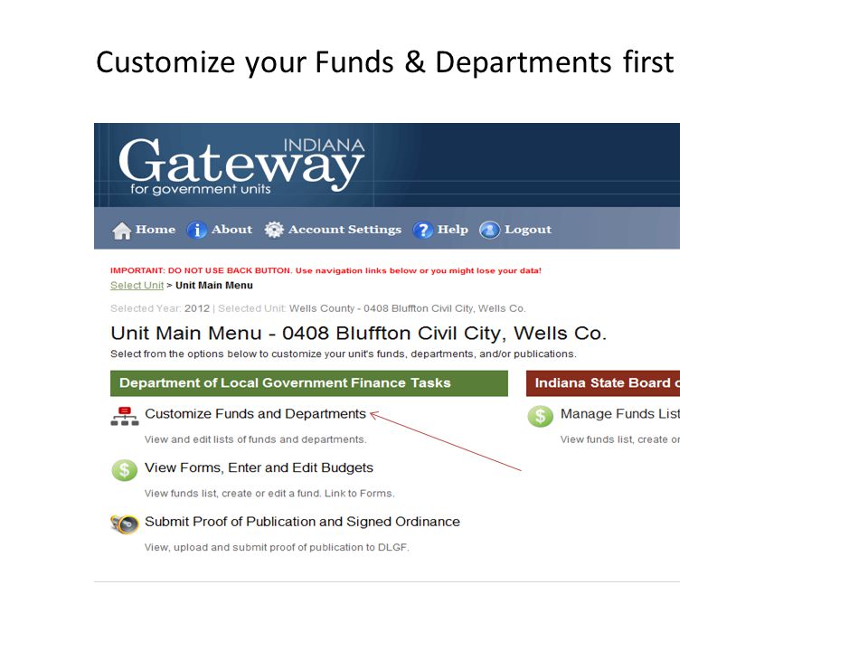 Customize your Funds & Departments first