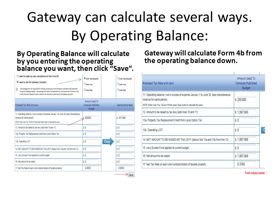 Gateway can calculate several ways.
