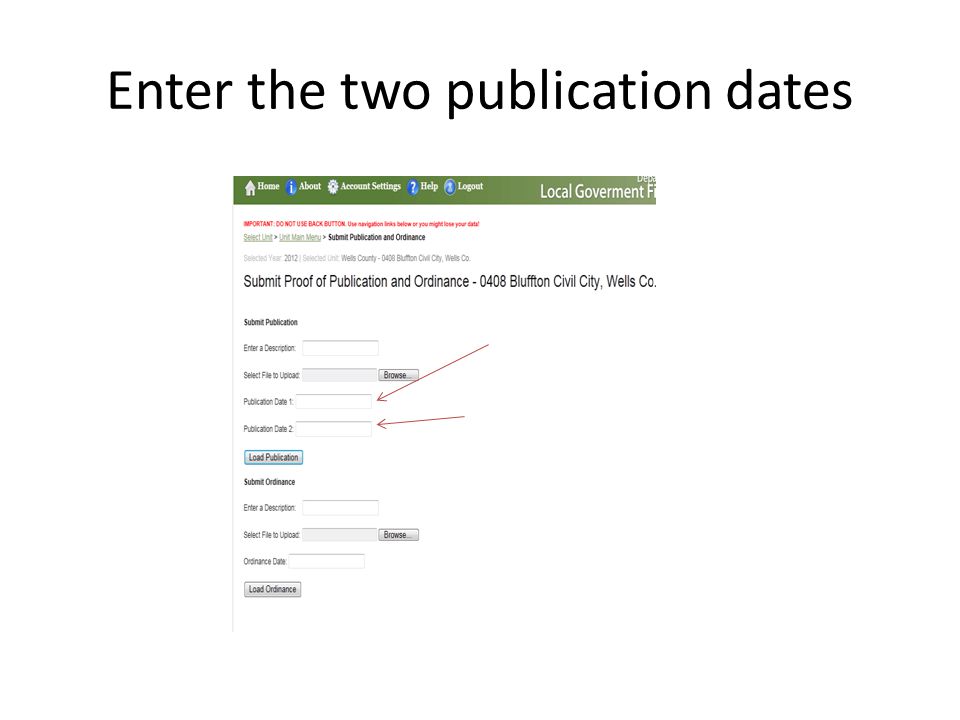 Enter the two publication dates