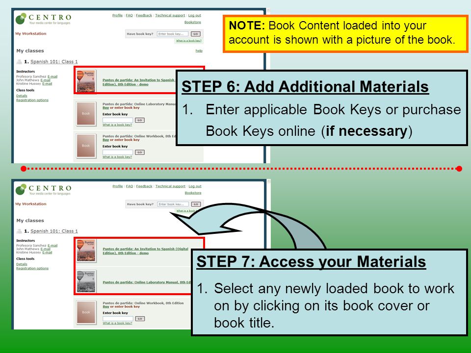 NOTE: Book Content loaded into your account is shown with a picture of the book.