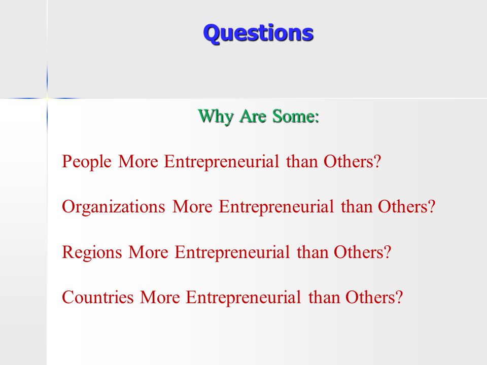 Questions Why Are Some: People More Entrepreneurial than Others.