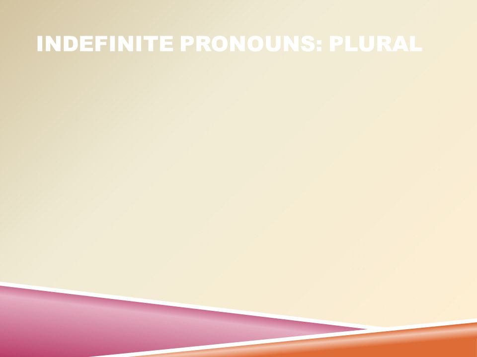 INDEFINITE PRONOUNS: BOTH  : Some indefinite pronouns are singular or plural, depending on context