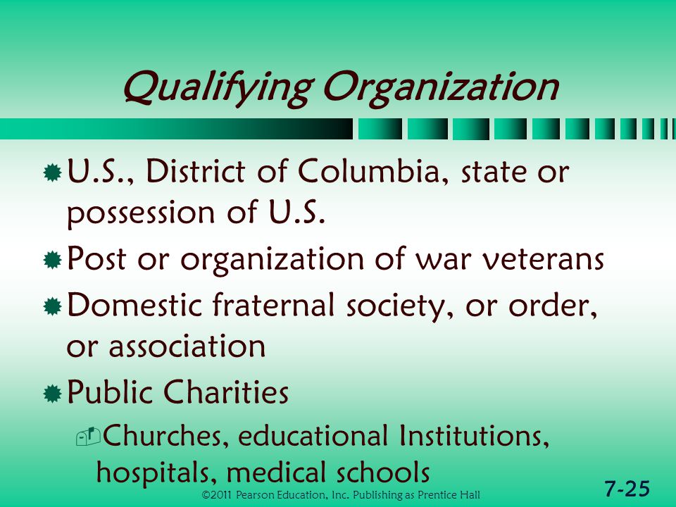 7-25 Qualifying Organization  U.S., District of Columbia, state or possession of U.S.