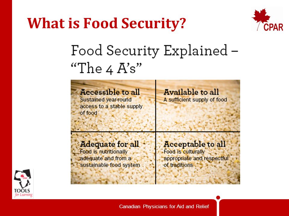 Canadian Physicians for Aid and Relief What is Food Security