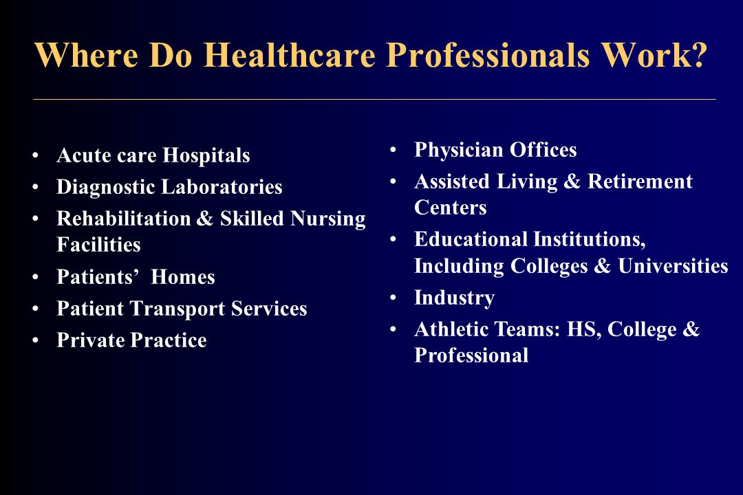 Where Do Healthcare Professionals Work.