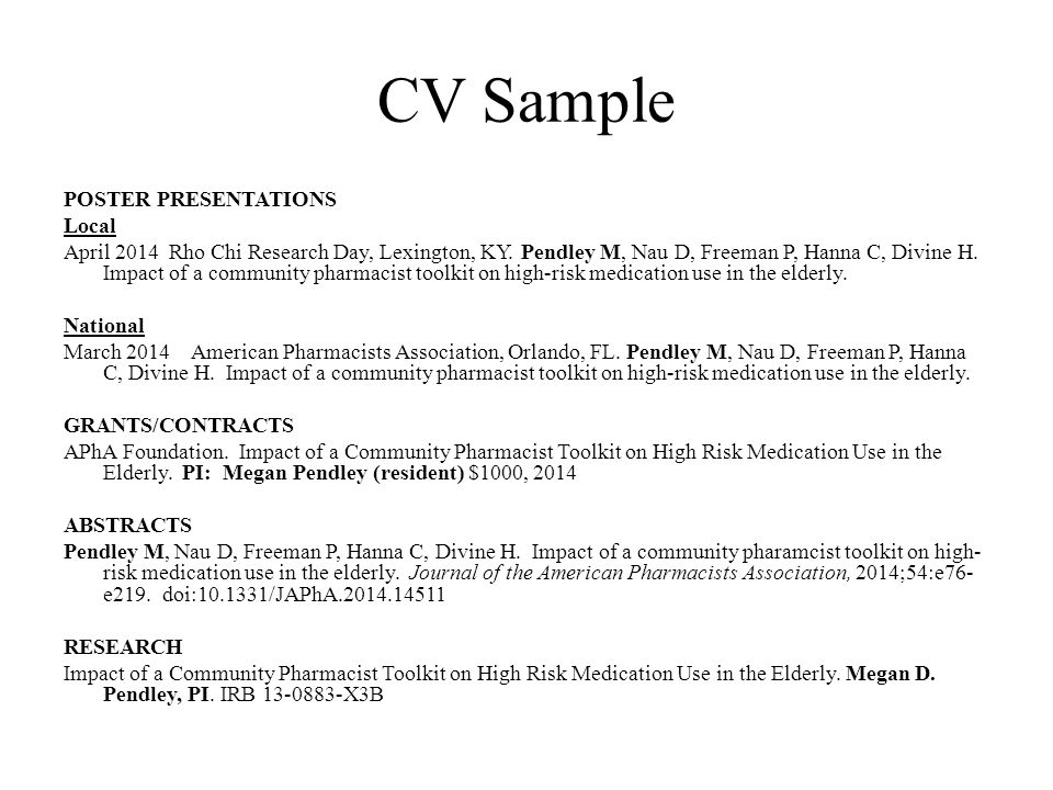 how to cite presentations on cv