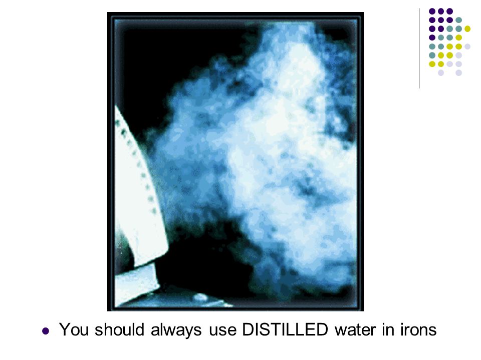 You should always use DISTILLED water in irons