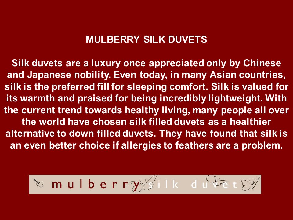 Mulberry Silk Duvets Silk Duvets Are A Luxury Once Appreciated