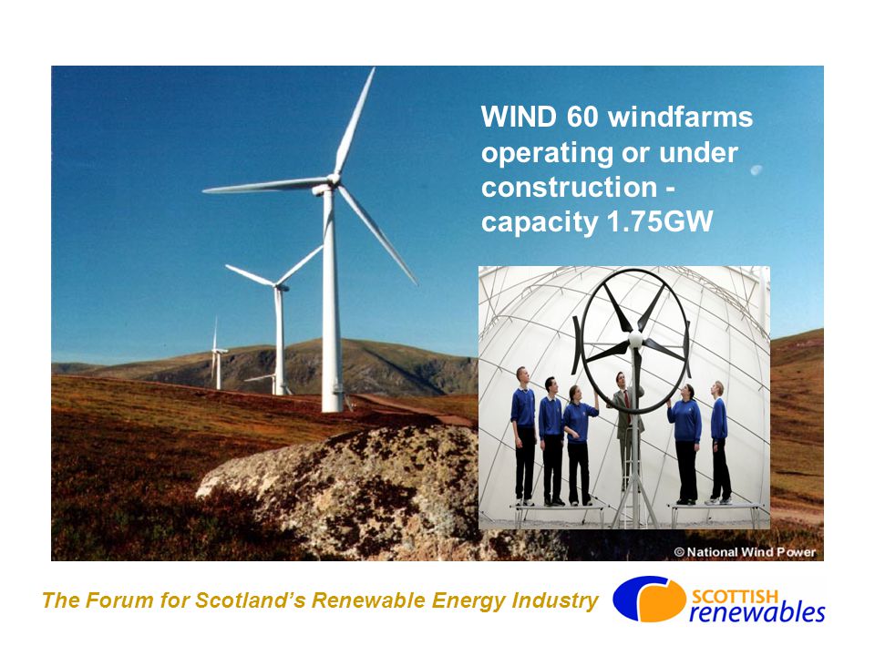 The Forum for Scotland’s Renewable Energy Industry WIND 60 windfarms operating or under construction - capacity 1.75GW