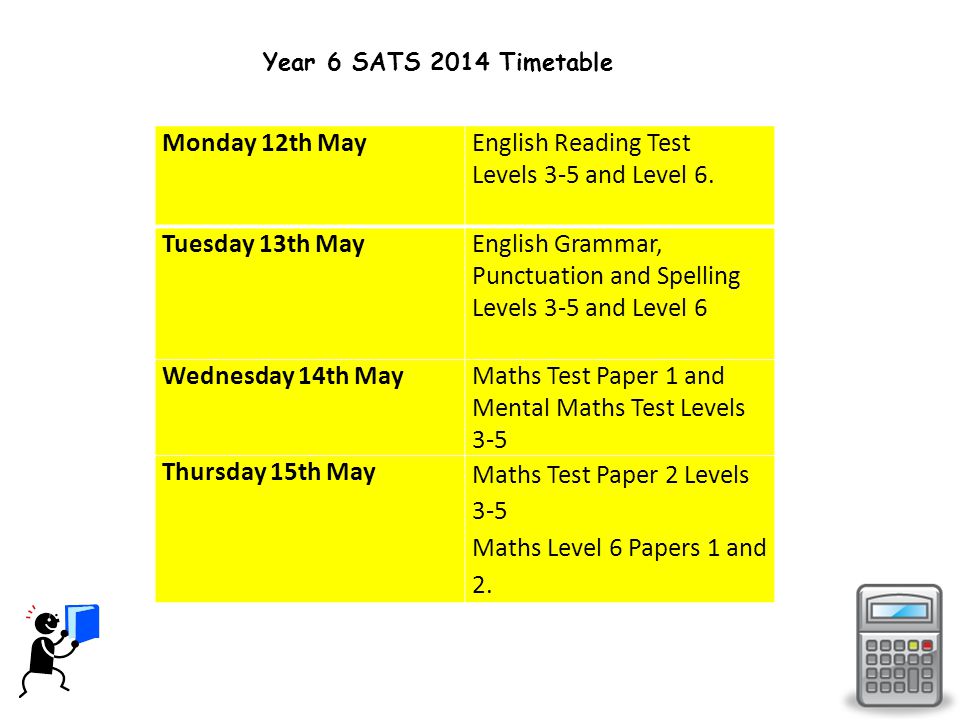 Monday 12th May English Reading Test Levels 3-5 and Level 6.