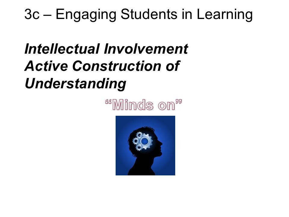3c – Engaging Students in Learning Intellectual Involvement Active Construction of Understanding