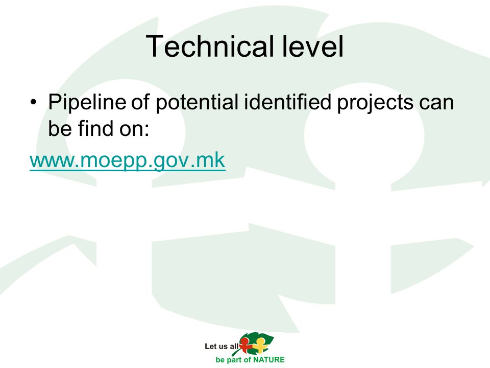 Technical level Pipeline of potential identified projects can be find on: