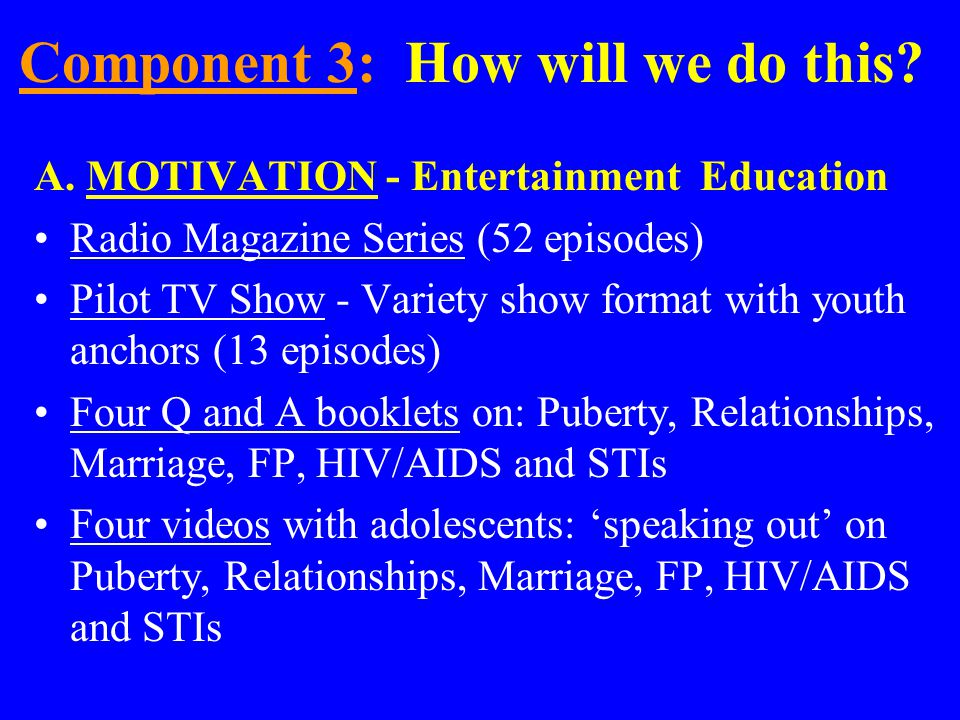 Component 3: What do we want to do.
