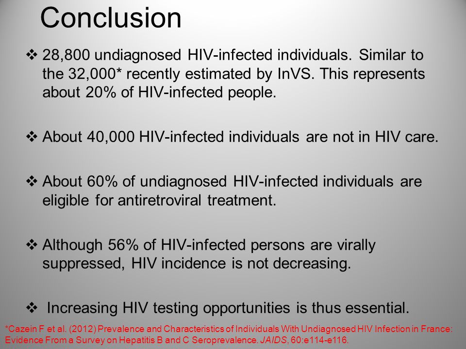 Conclusion  28,800 undiagnosed HIV-infected individuals.