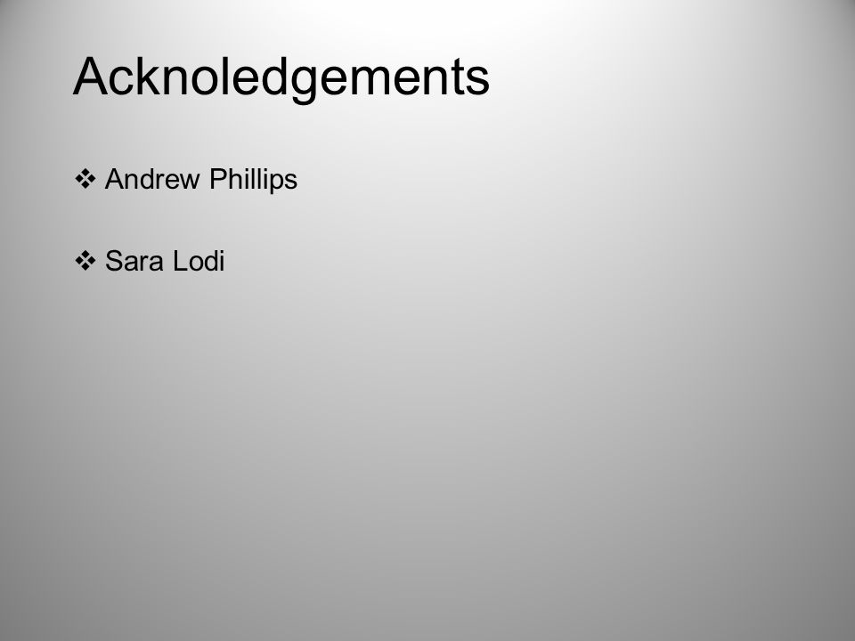 Acknoledgements  Andrew Phillips  Sara Lodi