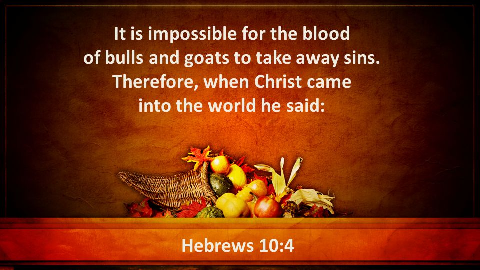Hebrews 10:4 It is impossible for the blood of bulls and goats to take away sins.