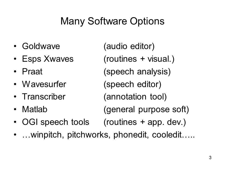 Many Speech Analyses 