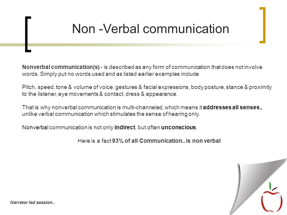 Nonverbal communication(s) - is described as any form of communication that does not involve words.