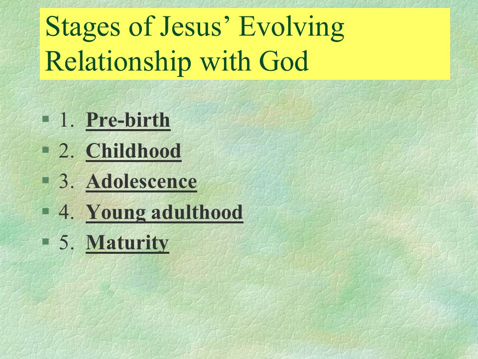 Stages of Jesus’ Evolving Relationship with God §1.