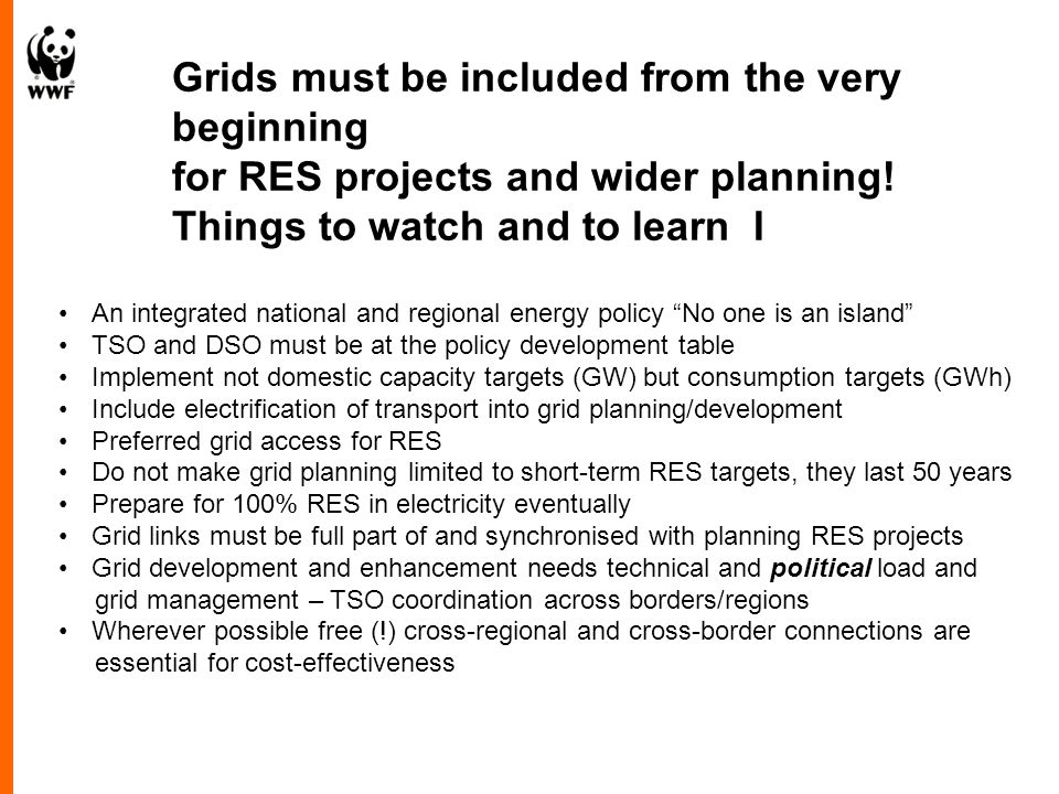 Grids must be included from the very beginning for RES projects and wider planning.
