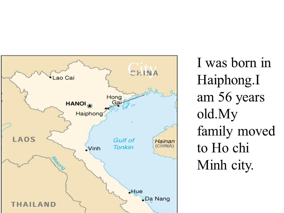 I was born in Haiphong.I am 56 years old.My family moved to Ho chi Minh city.