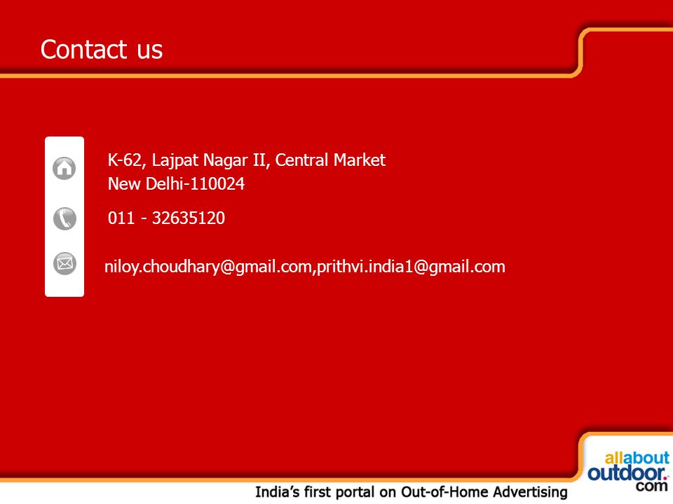 Contact us K-62, Lajpat Nagar II, Central Market New Delhi