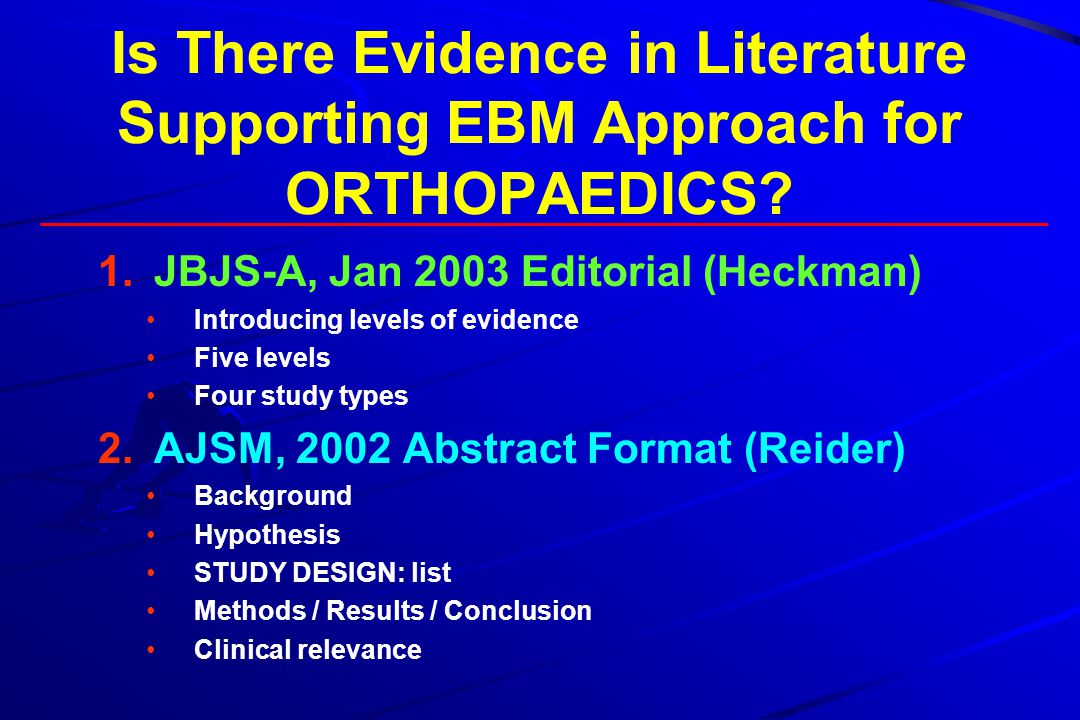 Vanderbilt Sports Medicine Selecting Literature An Evidence