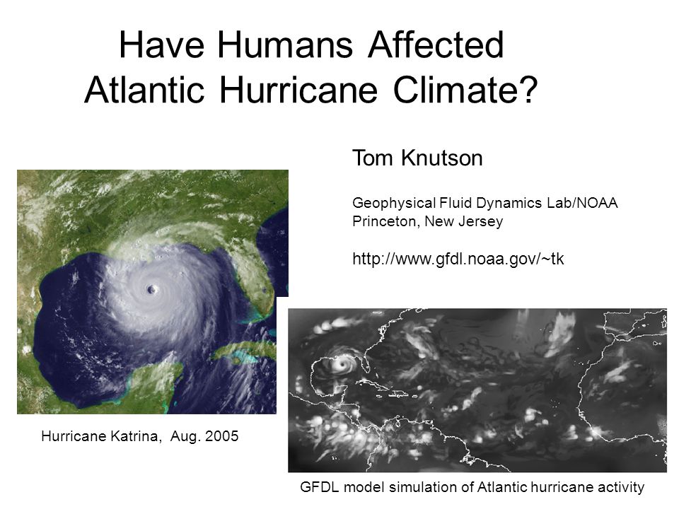 Have Humans Affected Atlantic Hurricane Climate. Hurricane Katrina, Aug.