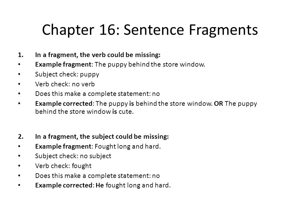 common errors leading to sentence fragments