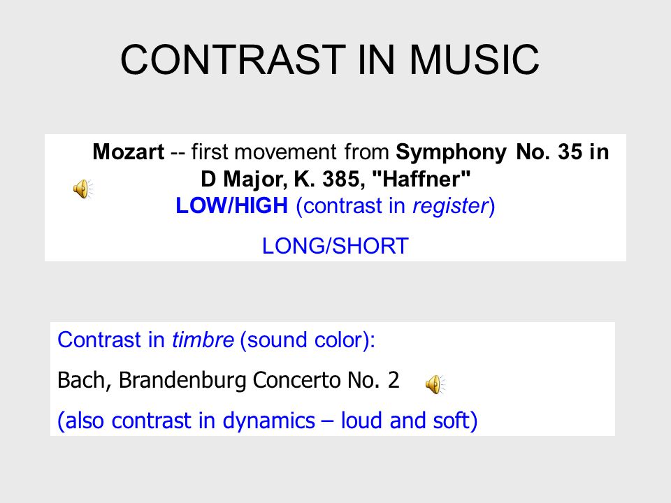 CONTRAST IN MUSIC Mozart -- first movement from Symphony No.