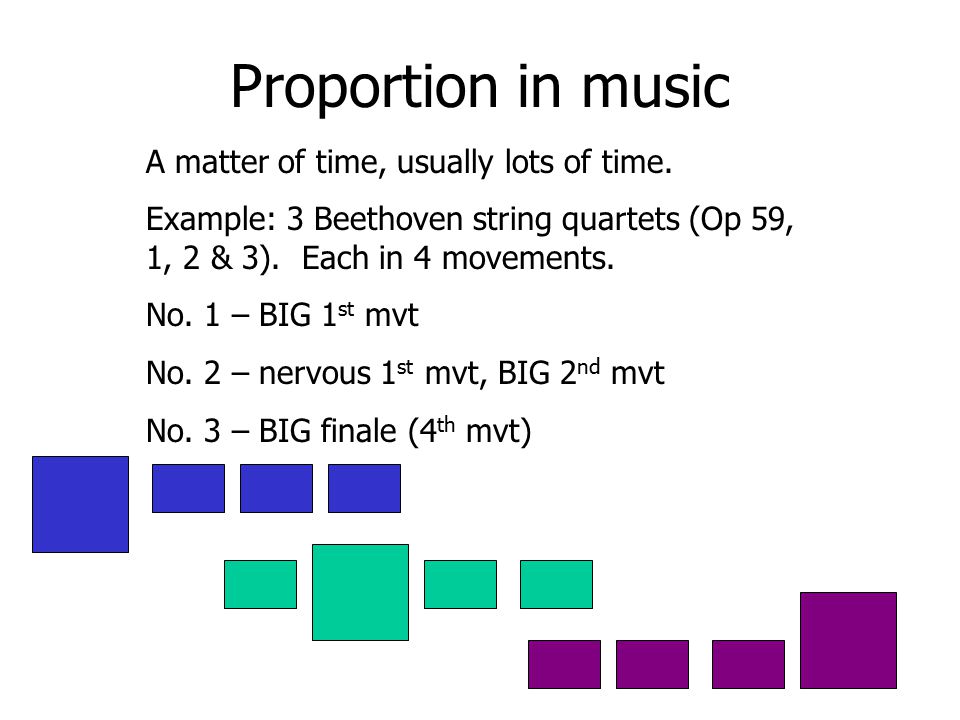 Proportion in music A matter of time, usually lots of time.