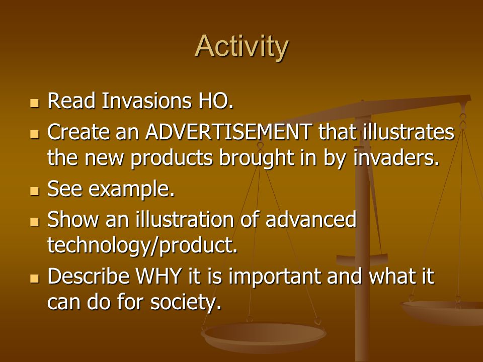 Activity Read Invasions HO. Read Invasions HO.