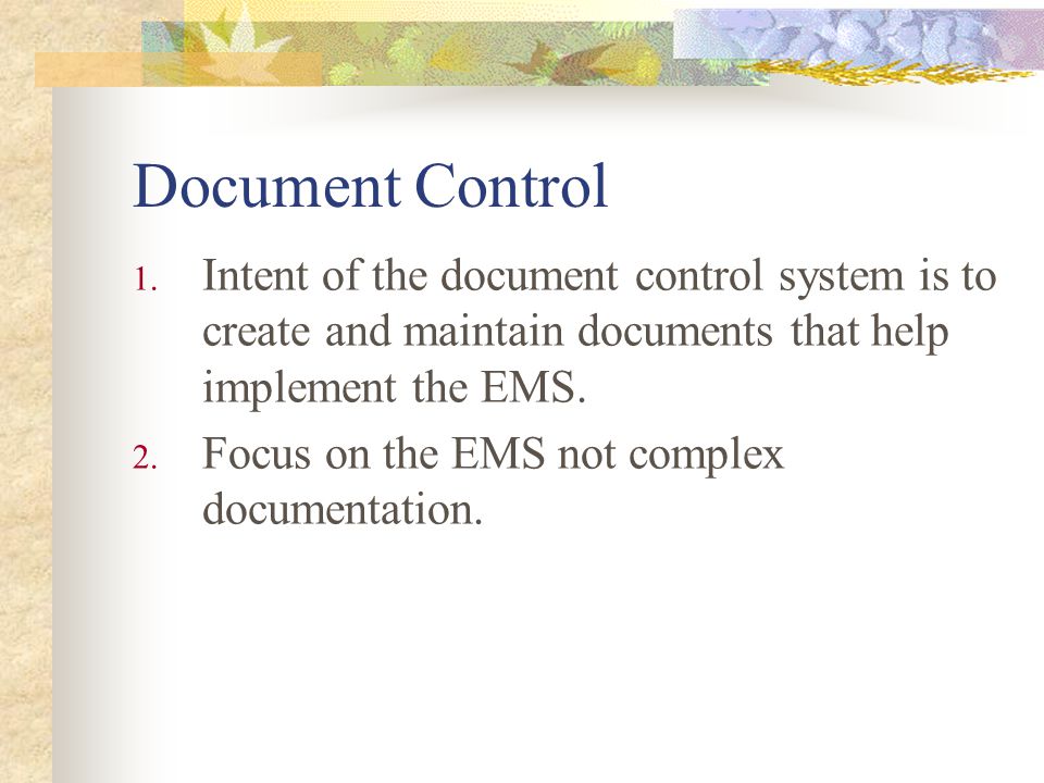 Document Control 1.