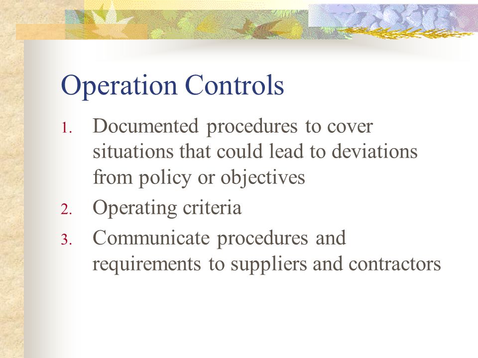 Operation Controls 1.