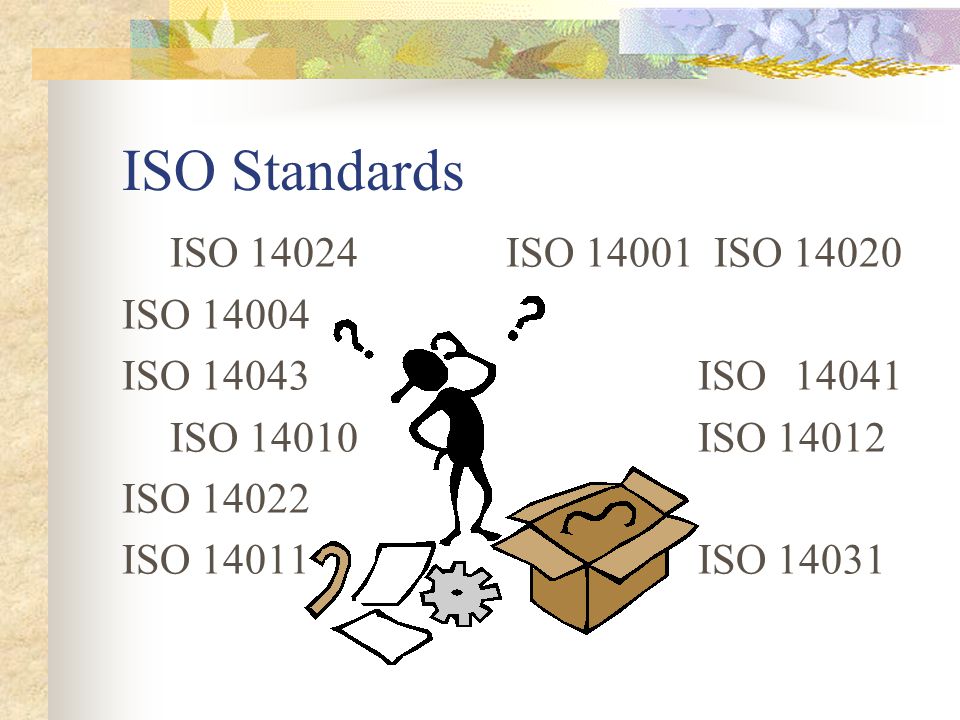 ISO Standards ISO 14024ISO ISO ISO ISO ISO14041 ISO 14010ISO ISO ISO 14011ISO 14031