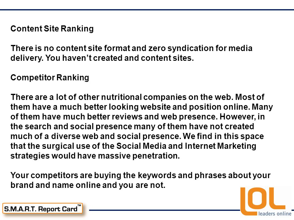 Content Site Ranking There is no content site format and zero syndication for media delivery.