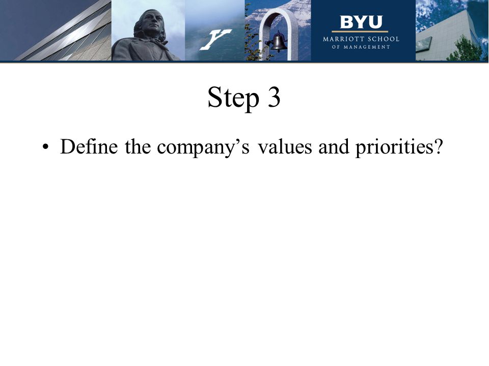 Step 3 Define the company’s values and priorities