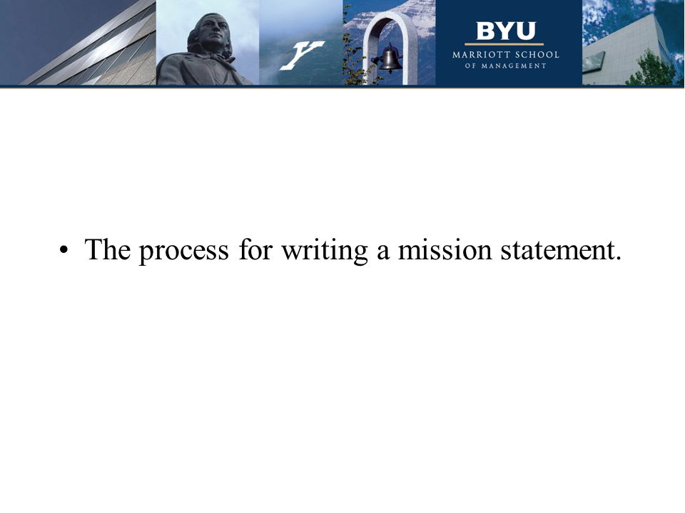 The process for writing a mission statement.