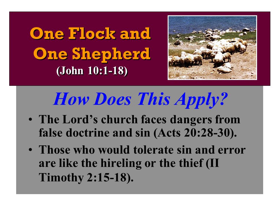 How Does This Apply. The Lord’s church faces dangers from false doctrine and sin (Acts 20:28-30).