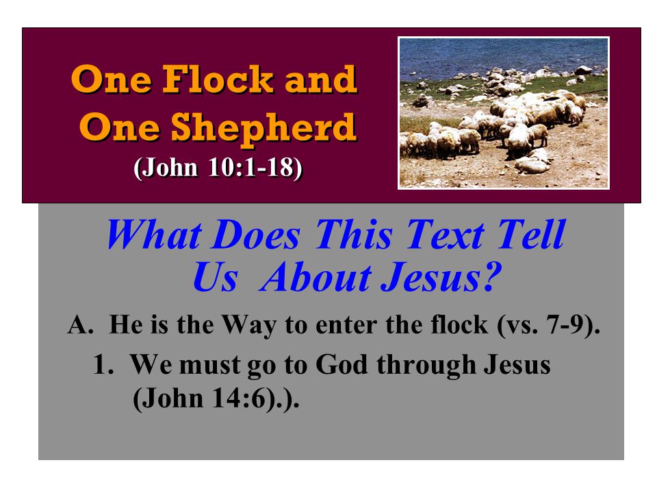 What Does This Text Tell Us About Jesus. A. He is the Way to enter the flock (vs.