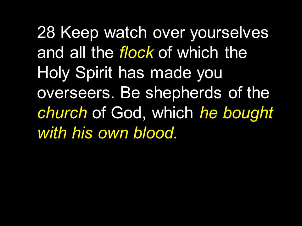 28 Keep watch over yourselves and all the flock of which the Holy Spirit has made you overseers.