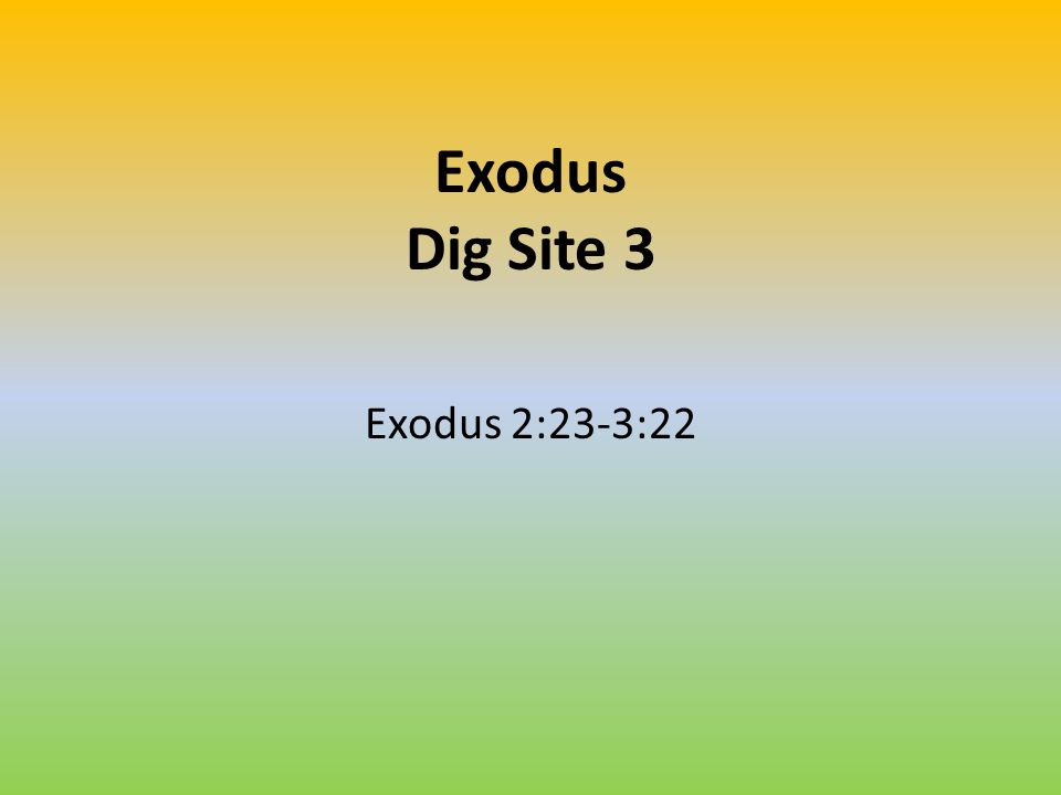 Exodus Dig Site 3 Exodus 2:23-3:22