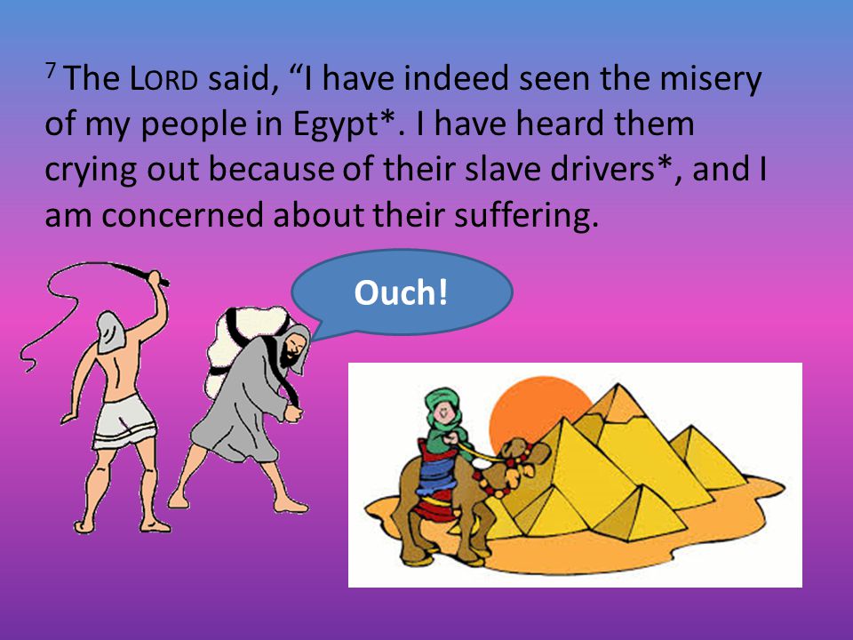 7 The L ORD said, I have indeed seen the misery of my people in Egypt*.