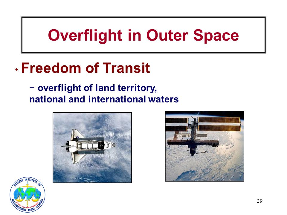 29 Overflight in Outer Space Freedom of Transit − overflight of land territory, national and international waters