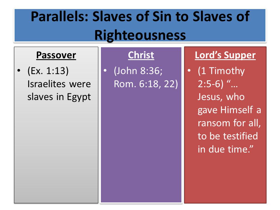 Passover (Ex. 1:13) Israelites were slaves in Egypt Passover (Ex.